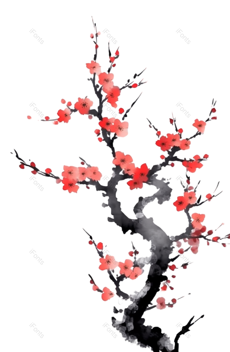 红色的花图片,白色背景元素,樱花PNG,灰色背景免抠素材